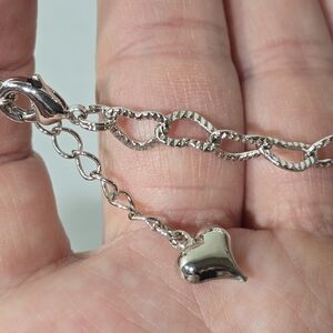 Elegant Silver Heart Charm Bracelet